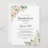 Invitation Simple Floral Green Calligraphy Graduation Party (Devant)