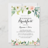 Invitation Simple Floral Green Calligraphy Mariage Petit déje (Devant)