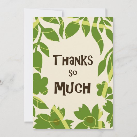 Invitation Simple Floral Green leaves Thank You Card (Devant)