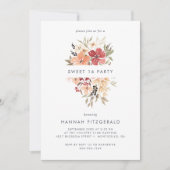 Invitation Simple Floral Sweet 16 Anniversaire (Devant)