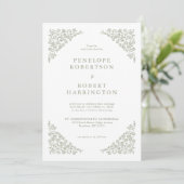 Invitation Simple Floral tout en un détail Mariage vert Sage (Debout devant)