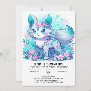 Invitation Simple Floral Wolf Digital Anniversaire
