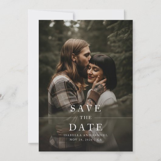Invitation Simple Forest Boho Photo Wedding Enregistrer La Da (Devant)