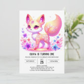 Invitation Simple Forest Fox Pastel 1er anniversaire (Debout devant)