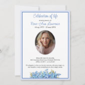 Invitation Simple Forget-me-nots Photo Memorial Service (Devant)