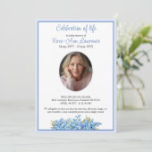 Invitation Simple Forget-me-nots Photo Memorial Service (Debout devant)