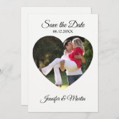 Invitation Simple forme de coeur photo Enregistrer la date (Devant / Derrière)