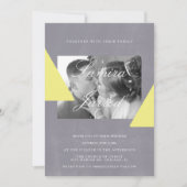 Invitation Simple forme de pierre gris jaune Mariage photo (Devant)