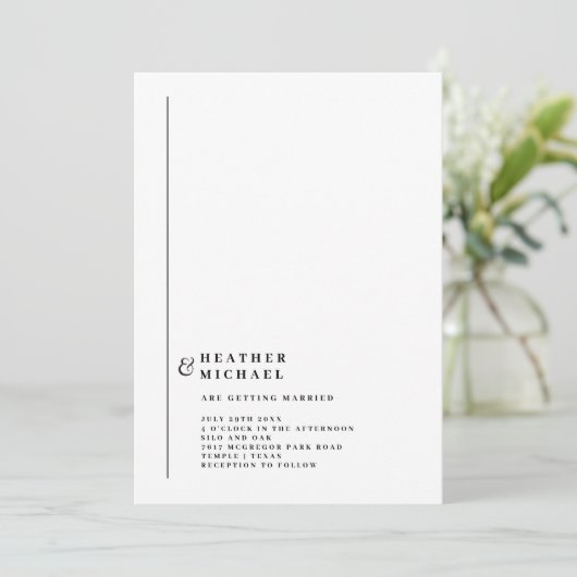 Invitation Simple Forme Noir Blanc Mariage moderne (Debout devant)