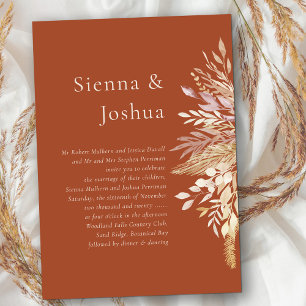Invitation Simple Formel Terracotta Crème Botanique Mariage
