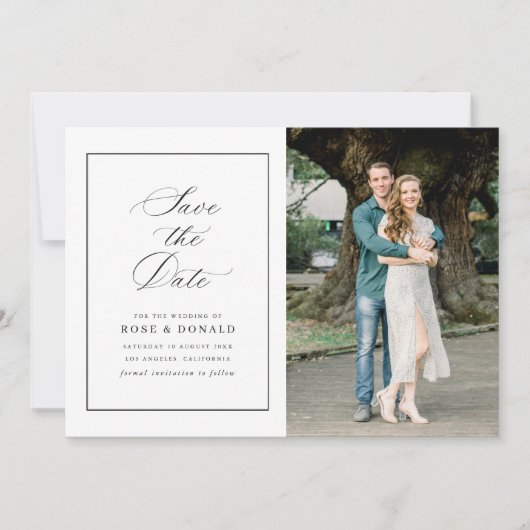 Invitation Simple frame elegant script save the date (Devant)