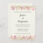 Invitation Simple frontière florale Mariage botanique Jardin (Devant / Derrière)