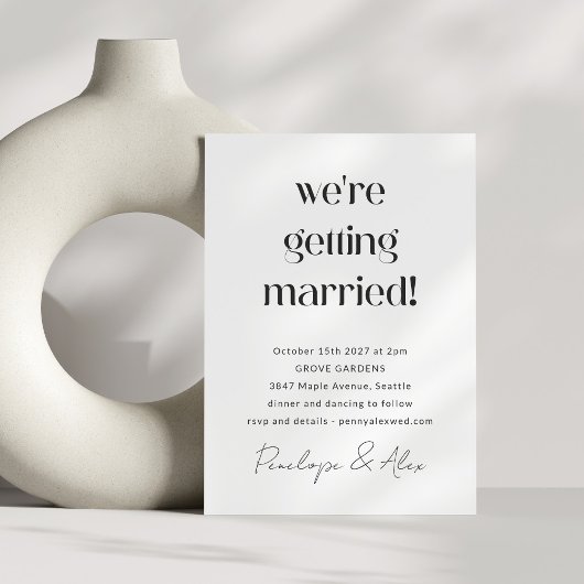 Invitation Simple Fun Casual Minimal Moderne Écriture Mariage