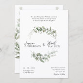Invitation simple fun Eucalyptus Wreath Greenery Wedding (Devant / Derrière)