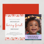 Invitation Simple Fun Photo Berry Premier Anniversaire (Devant / Derrière)
