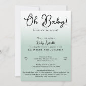 Invitation Simple Funny Oh Bébé Vert Sauge 2ème Baby Sprinkle (Devant)