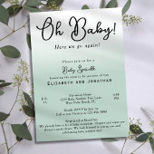 Invitation Simple Funny Oh Bébé Vert Sauge 2ème Baby Sprinkle