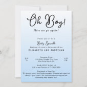 Invitation Simple Funny Oh Boy Blue 2e Baby shower Sprinkel (Devant)