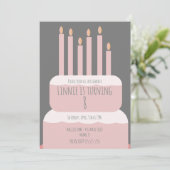 Invitation Simple gâteau d'anniversaire avec bougies de fête  (Debout devant)