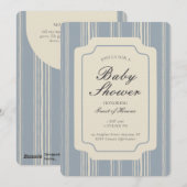 Invitation Simple Géométrique À Rayures Neutre Bleu Beige (Devant / Derrière)