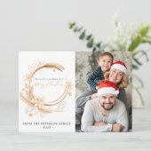 Invitation Simple Géométrique Golden Floral Holiday Crad (Debout devant)