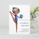 Invitation Simple Girl Rhythmic Gymnastics Birthday Party (Debout devant)