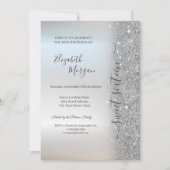 Invitation Simple Glitter Argenté Douce 16 (Devant)