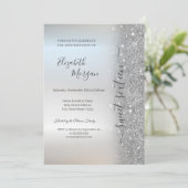 Invitation Simple Glitter Argenté Douce 16 (Debout devant)