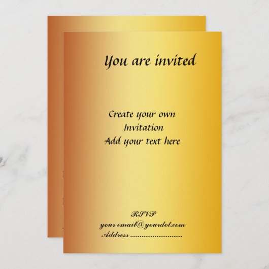 Invitation simple GoLd (Devant / Derrière)