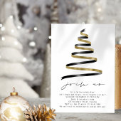 Invitation Simple Gold Black Tree fête de Noël