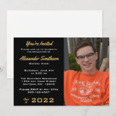 Invitation Simple Gold Black & White Graduation Photo Invitat (Devant / Derrière)