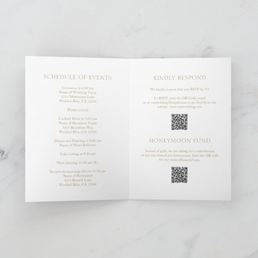 Invitation Simple Gold Bold QR Code moderne Mariage (Intérieur)