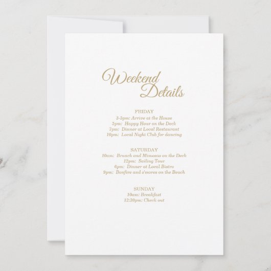 Invitation Simple Gold Calligraphy Bachelorette (Dos)