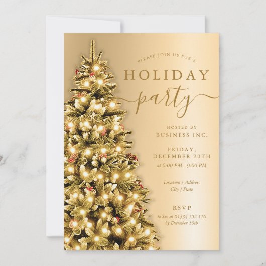 Invitation Simple Gold Christmas Tree Company (Devant)