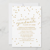 Invitation Simple Gold Confetti Graduation Party (Devant)