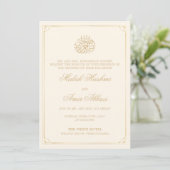 Invitation Simple Gold Frame Cream mariage musulman islamique (Debout devant)
