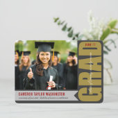 Invitation Simple Gold GRAD superposition moderne Graduation (Debout devant)