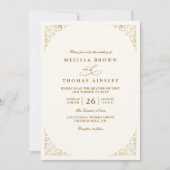 Invitation Simple Gold Minimalis Elegant Chic QR Code Wedding (Devant)