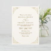 Invitation Simple Gold Minimalis Elegant Chic QR Code Wedding (Debout devant)
