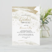 Invitation Simple Gold Minimalist Genre Reveval Party (Debout devant)
