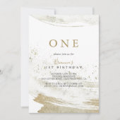 Invitation Simple Gold Minimaliste Première fête d'anniversai (Devant)