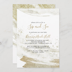 Invitation Simple Gold Minimaliste Sip et voir
