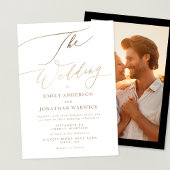 Invitation Simple Gold Modern Calligraphie Mariage photo