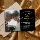 Invitation Simple Gold Script Photo 50e anniversaire de Maria