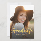 Invitation Simple Gold Script Photo Graduation Party (Devant)
