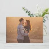 Invitation Simple Gold Script superposition photo Enregistrer (Debout devant)