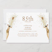 Invitation Simple Gold Text Champagne 85e fête d'anniversaire (Devant)