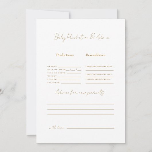 Invitation Simple Gold Texte prédictions bébé (Devant)