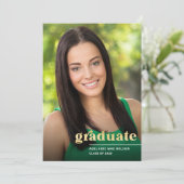 Invitation Simple Gold Typographie Photo Graduation Party (Debout devant)