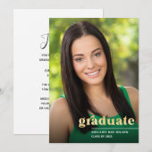 Invitation Simple Gold Typographie Photo Graduation Party (Devant / Derrière)